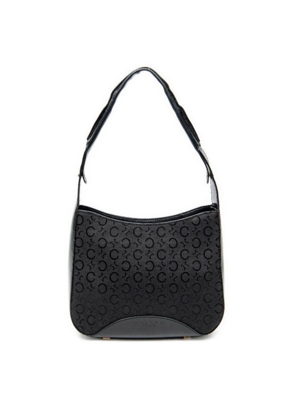 Celine Vintage Mini Zip Hobo Black C Macadam Canvas